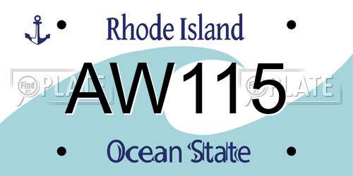 AW115 Rhode Island License Plate