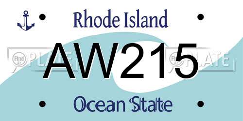 AW215 Rhode Island License Plate