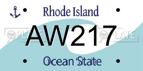 AW217 Rhode Island License Plate