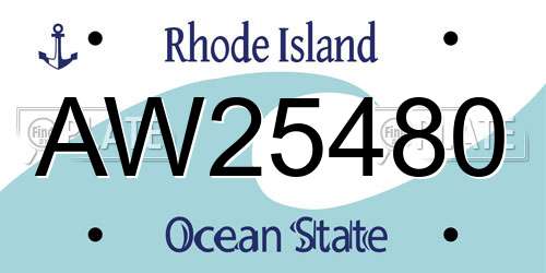 AW25480 Rhode Island License Plate