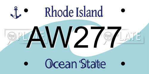 AW277 Rhode Island License Plate