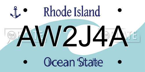 AW2J4A Rhode Island License Plate