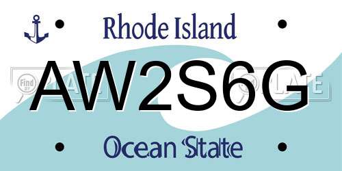 AW2S6G Rhode Island License Plate