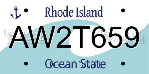 AW2T659 Rhode Island License Plate