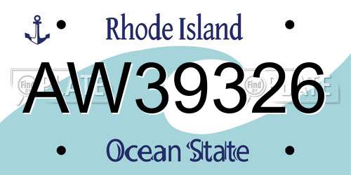 AW39326 Rhode Island License Plate