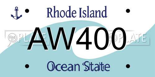 AW400 Rhode Island License Plate