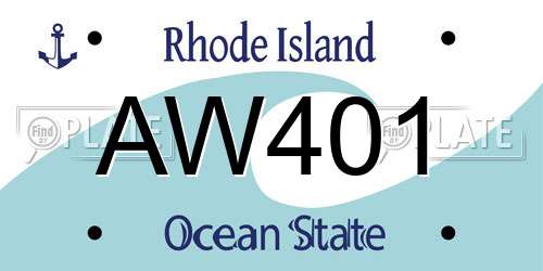 AW401 Rhode Island License Plate