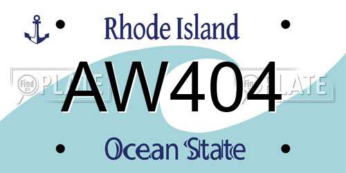 AW404 Rhode Island License Plate