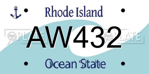 AW432 Rhode Island License Plate