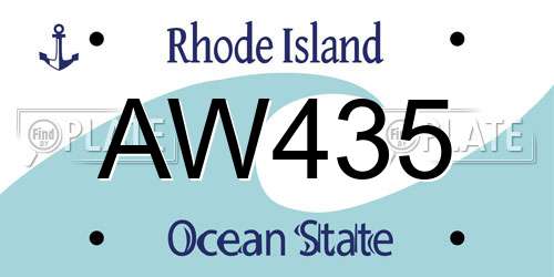 AW435 Rhode Island License Plate