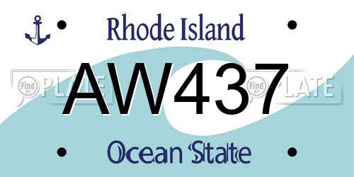 AW437 Rhode Island License Plate