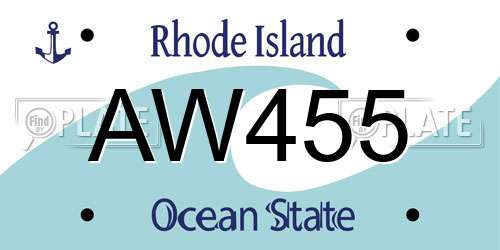AW455 Rhode Island License Plate