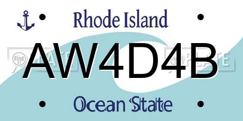 AW4D4B Rhode Island License Plate