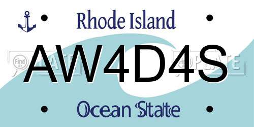 AW4D4S Rhode Island License Plate