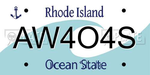 AW4O4S Rhode Island License Plate