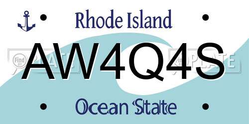 AW4Q4S Rhode Island License Plate