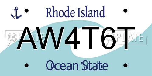 AW4T6T Rhode Island License Plate