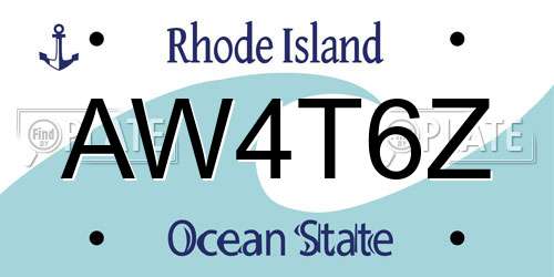 AW4T6Z Rhode Island License Plate