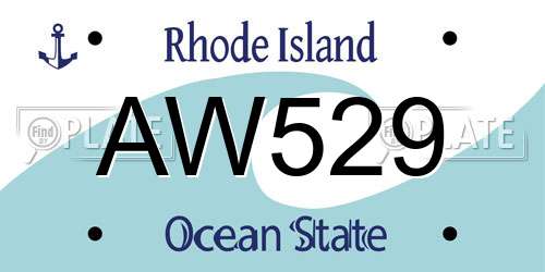 AW529 Rhode Island License Plate