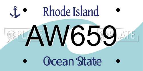 AW659 Rhode Island License Plate
