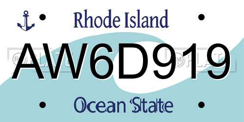 AW6D919 Rhode Island License Plate