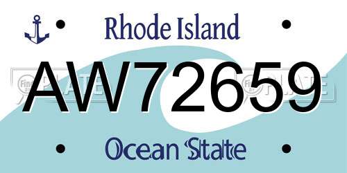 AW72659 Rhode Island License Plate