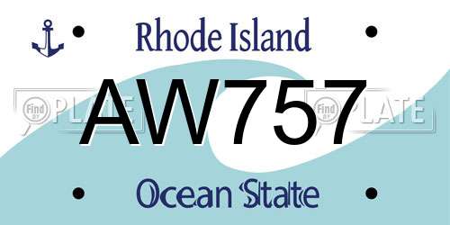 AW757 Rhode Island License Plate