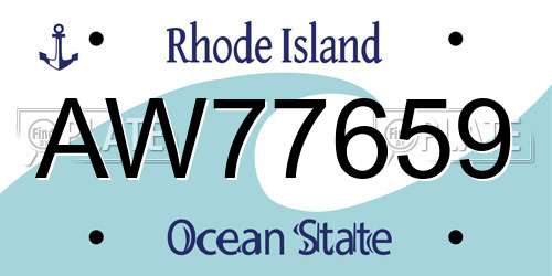 AW77659 Rhode Island License Plate