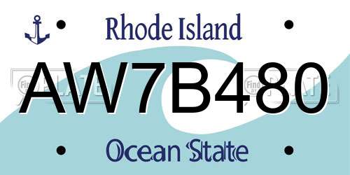 AW7B480 Rhode Island License Plate