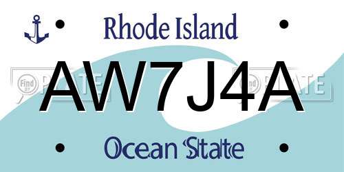 AW7J4A Rhode Island License Plate