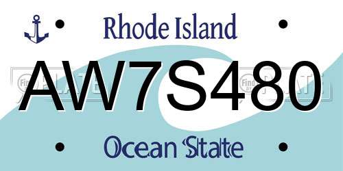 AW7S480 Rhode Island License Plate
