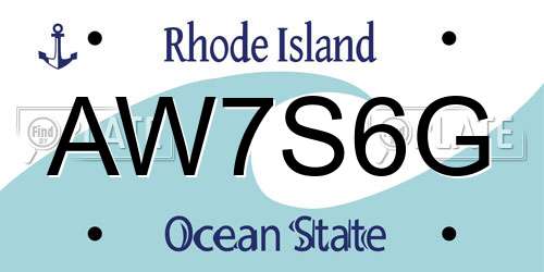 AW7S6G Rhode Island License Plate