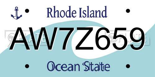 AW7Z659 Rhode Island License Plate
