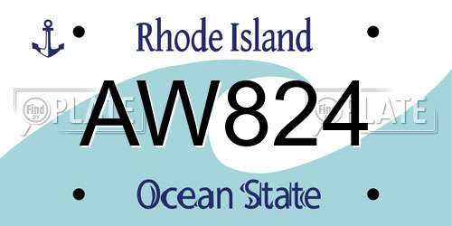 AW824 Rhode Island License Plate