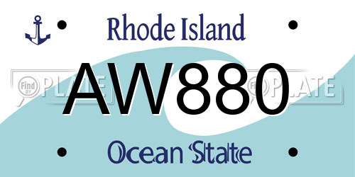 AW880 Rhode Island License Plate
