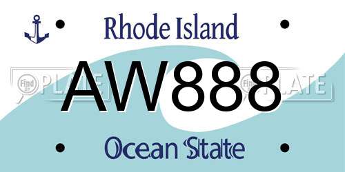 AW888 Rhode Island License Plate