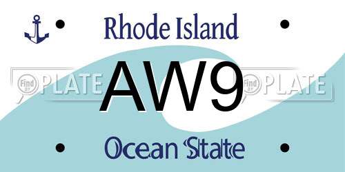 AW9 Rhode Island License Plate