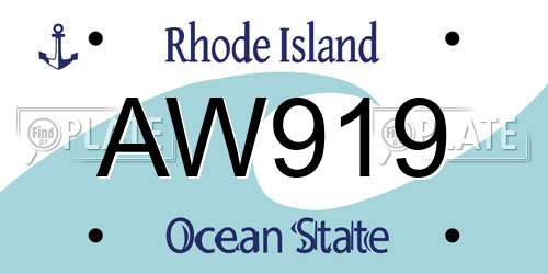 AW919 Rhode Island License Plate