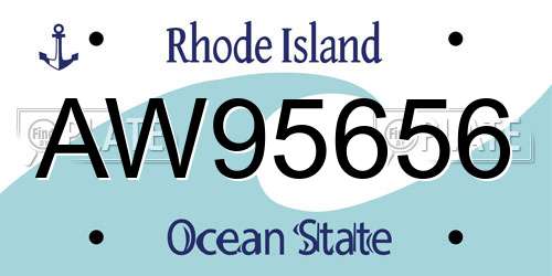 AW95656 Rhode Island License Plate