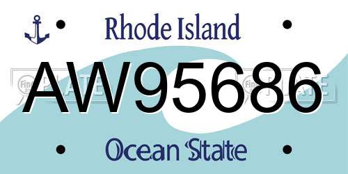 AW95686 Rhode Island License Plate