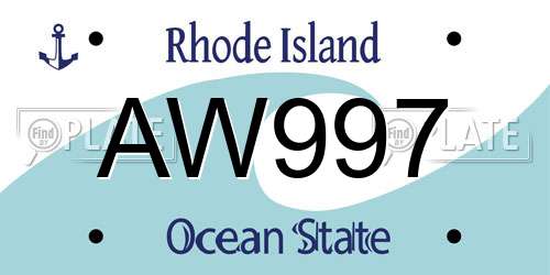AW997 Rhode Island License Plate