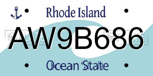 AW9B686 Rhode Island License Plate