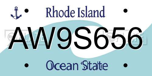 AW9S656 Rhode Island License Plate