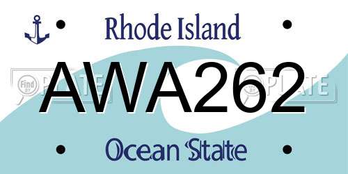 AWA262 Rhode Island License Plate
