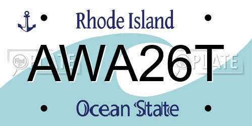 AWA26T Rhode Island License Plate