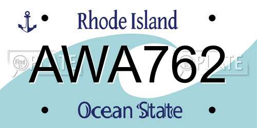 AWA762 Rhode Island License Plate