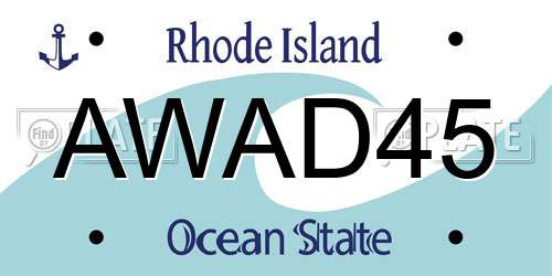AWAD45 Rhode Island License Plate