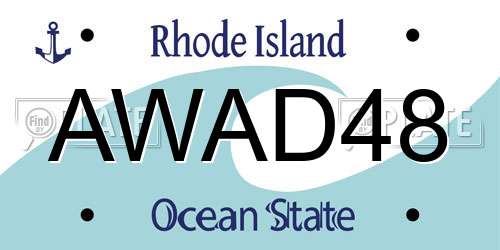 AWAD48 Rhode Island License Plate