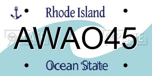 AWAO45 Rhode Island License Plate