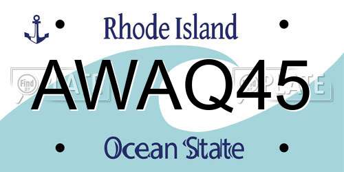 AWAQ45 Rhode Island License Plate